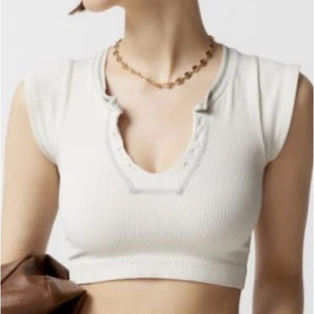 White Ribbed Urban Outfitters Crop Top